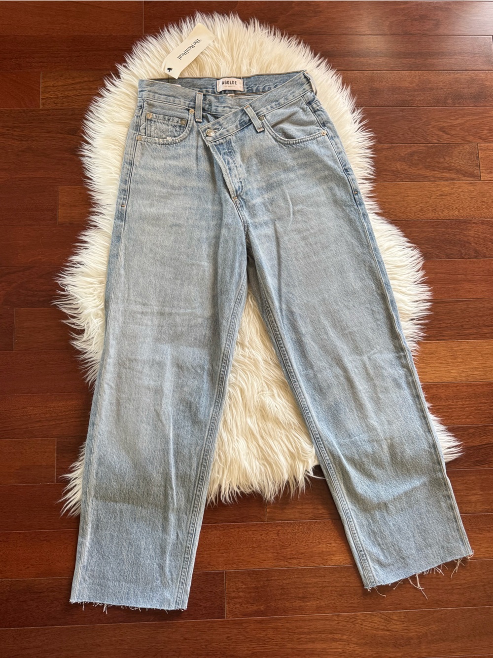 AGOLDE cropped distressed hem ‘criss cross’ designer denim jeans size 23